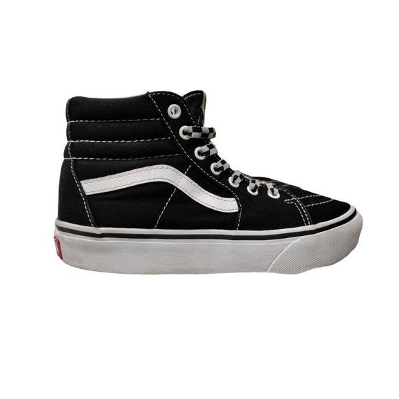 VANS Sk8Hi Black and Whit Checks Laces Platform Kids  2.5 - Picture 5 of 8